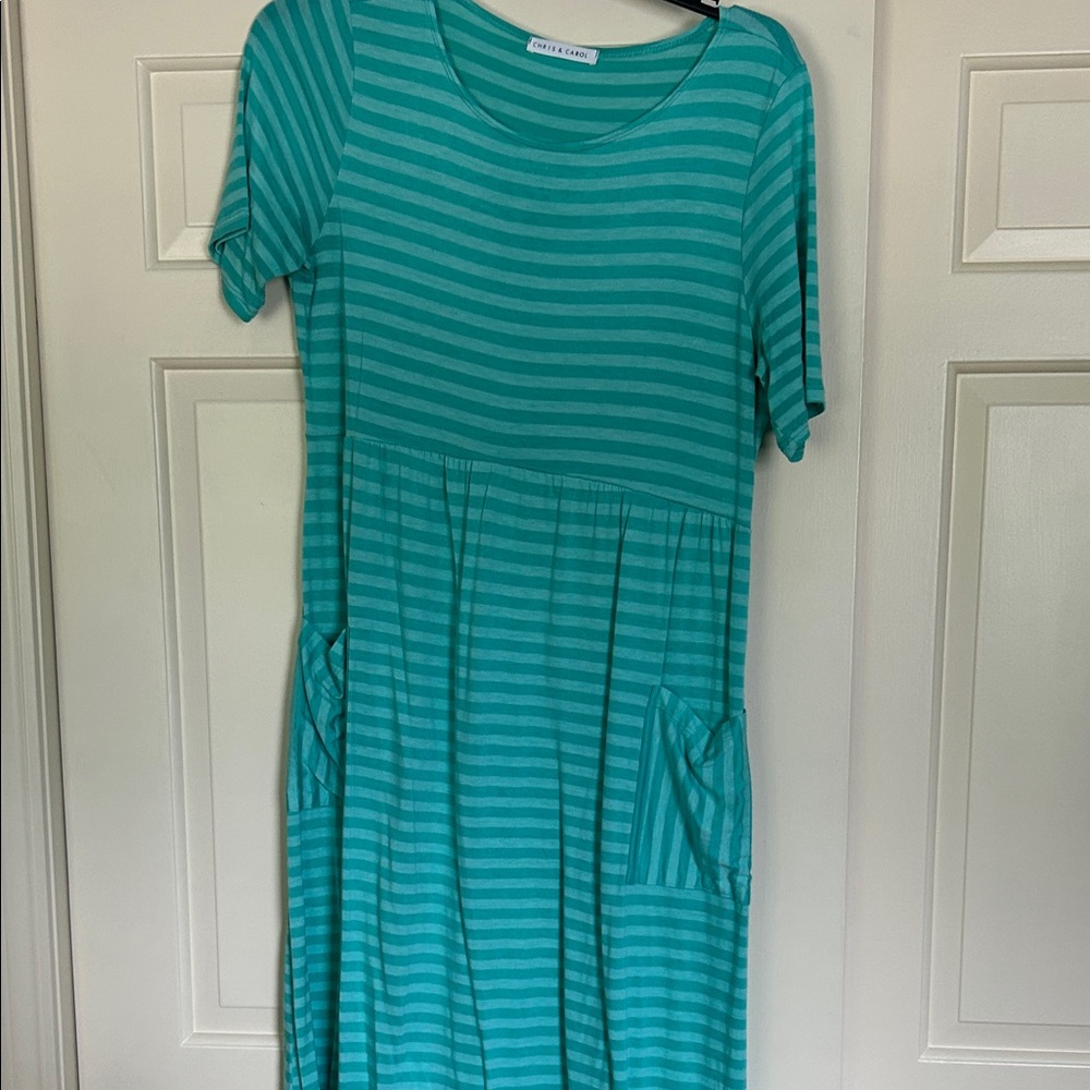 Chris & Carol Aqua Striped Top